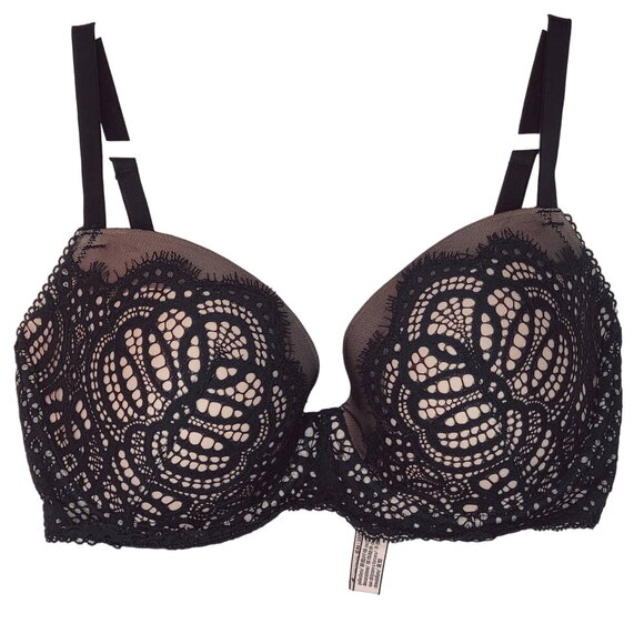 Victoria's Secret Dream Angels Black Lace Lined Demi/ Demi Double Size 32DDD(F) - Picture 1 of 10